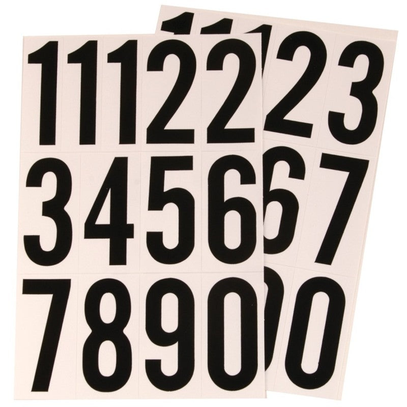 Hy-Ko MM-4N Packaged Number Set, 7.72 in W x 11.66 in H Dimensions, 3 in H Character, Black Character, White Background