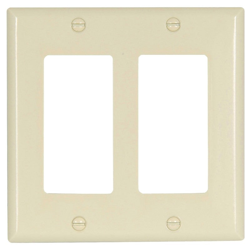 Eaton Wiring Devices 2152LA-BOX Wallplate, 4-1/2 in L, 4.56 in W, 2 -Gang, Thermoset, Light Almond, High-Gloss