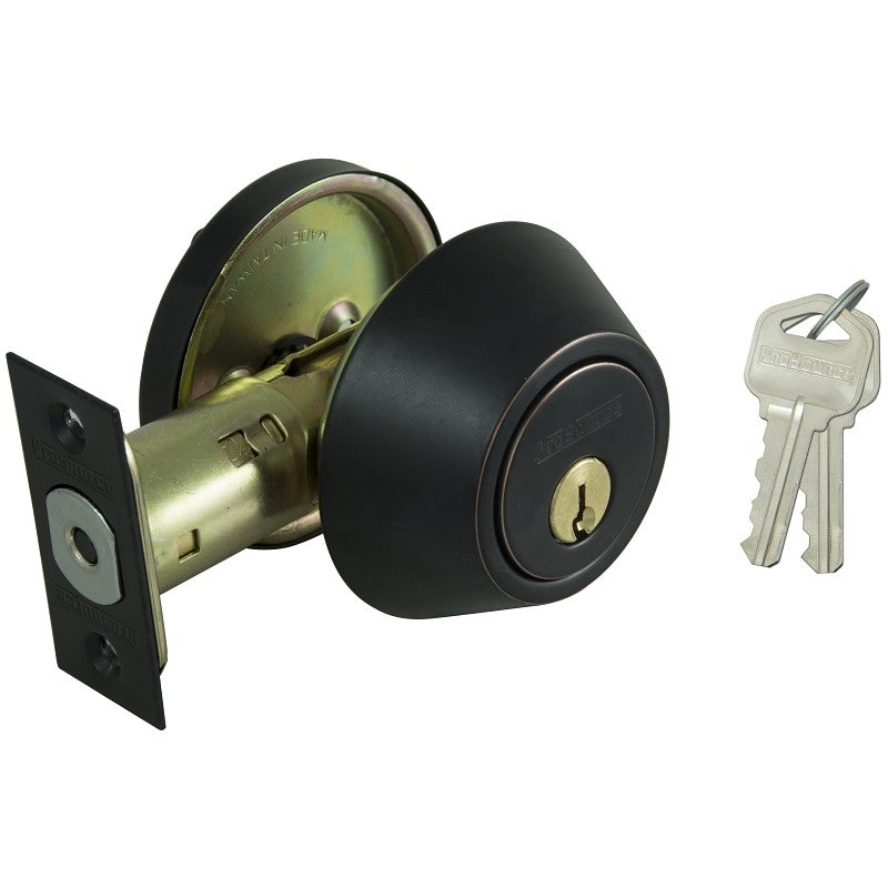 ProSource DBX1V-PS Deadbolt, 3 Grade, Aged Bronze, 2-3/8 to 2-3/4 in Backset, KW1 Keyway, 1-3/8 to 1-3/4 in Thick Door (Pack of 3)