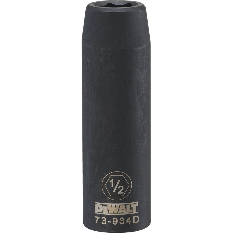 DEWALT DWMT73934OSP Impact Socket, 1/2 in Socket, 19/32 in D Socket, 1/2 in Drive, 6-Point, CR-440 Steel, Black Oxide