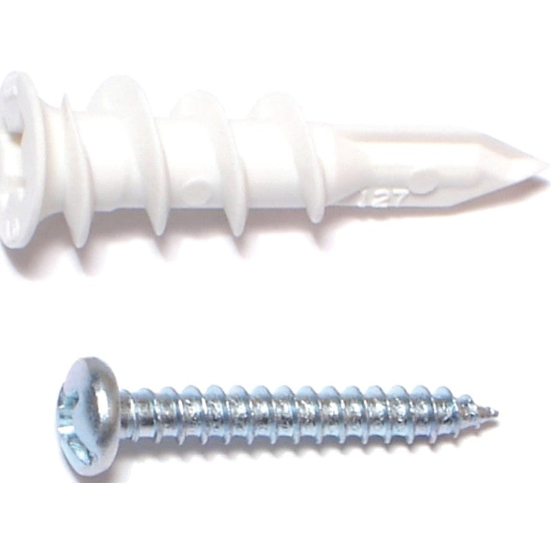 Midwest Fastener 10424 Hollow Wall Anchor with Screw, #6 Thread, 1 in L, Plastic