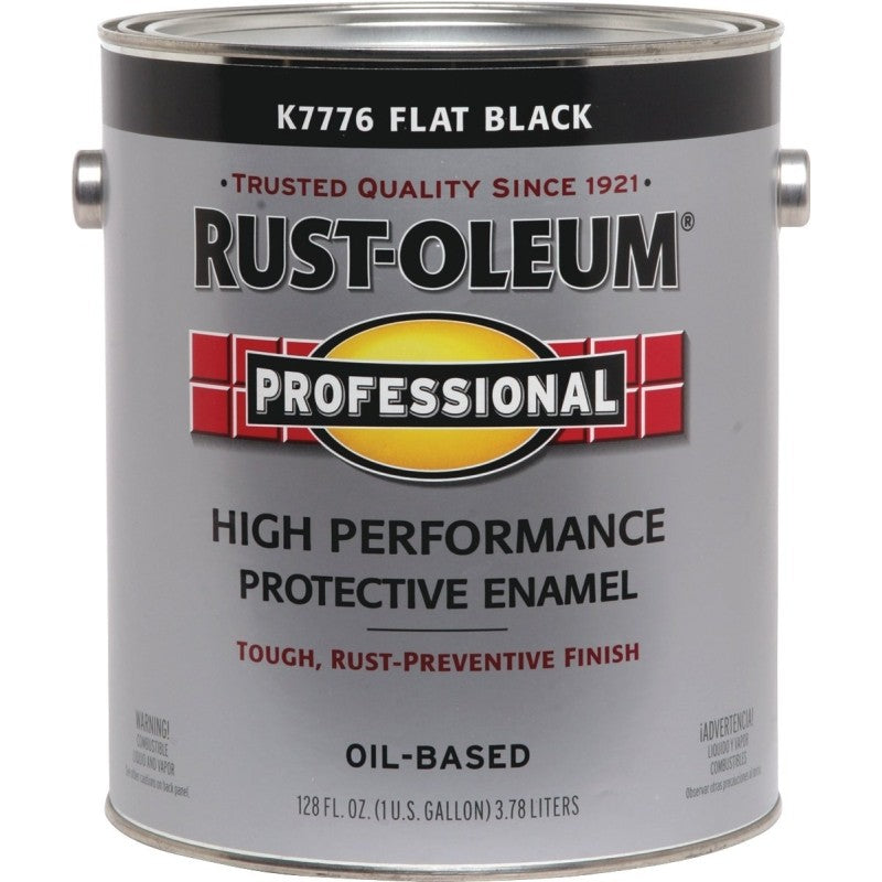 RUST-OLEUM PROFESSIONAL K7776402 Protective Enamel, Flat, Black, 1 gal Can (Pack of 2)