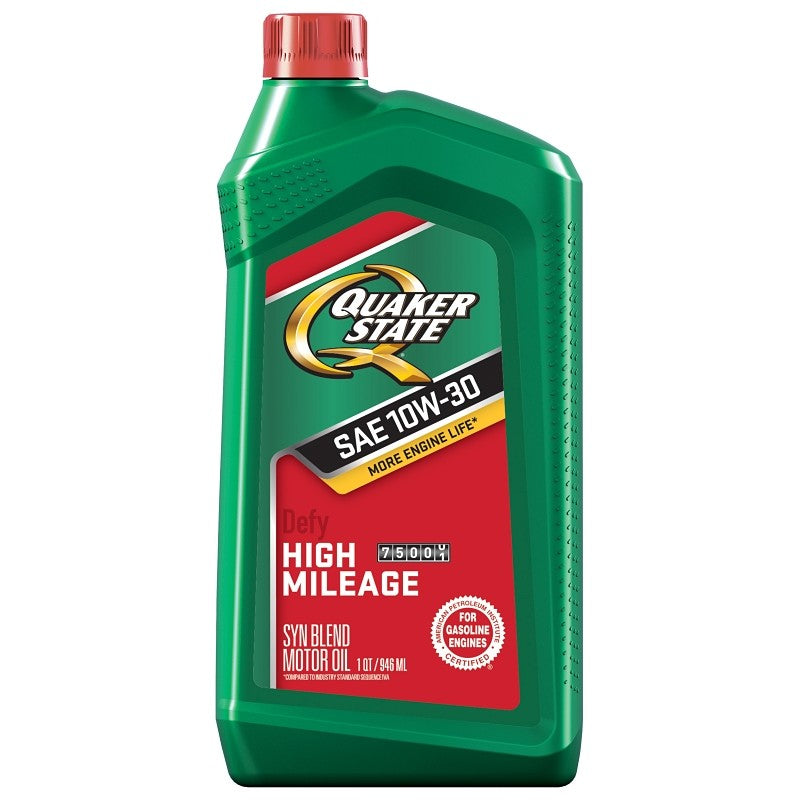 Quaker State 550043280 High-Mileage Motor Oil, 10W-30, 1 qt Bottle (Pack of 6)