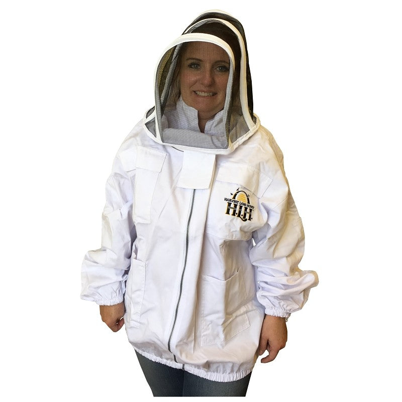 Harvest Lane Honey CLOTHSJXXL-102 Beekeeper Jacket with Hood, 2XL, Zipper, Polycotton, White
