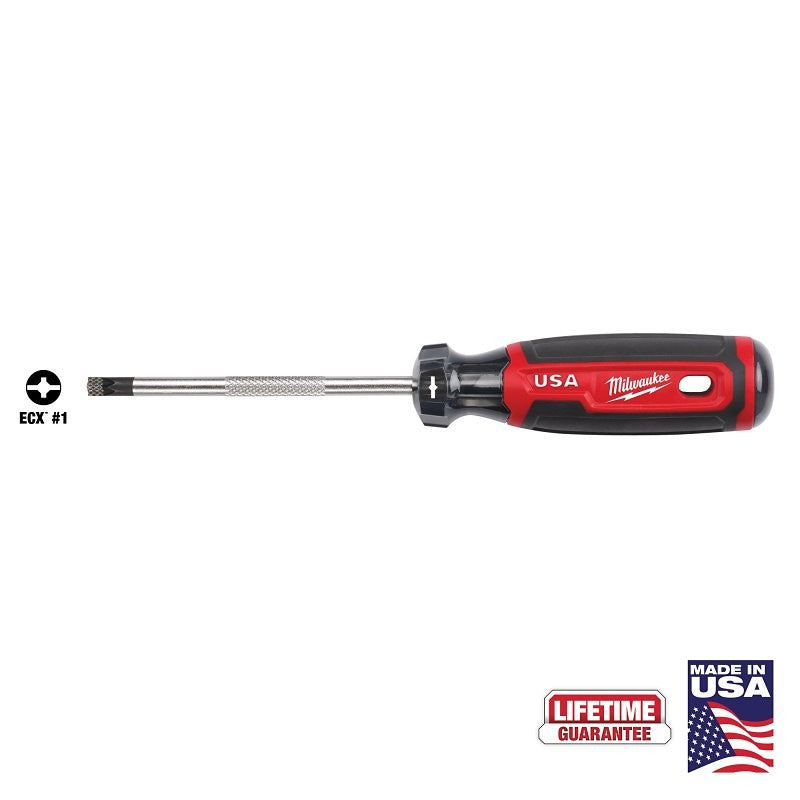 Milwaukee MT215 Screwdriver, #1 Drive, ECX Drive, 8.3 in OAL, 4 in L Shank, Acetate Handle, Cushion-Grip Handle