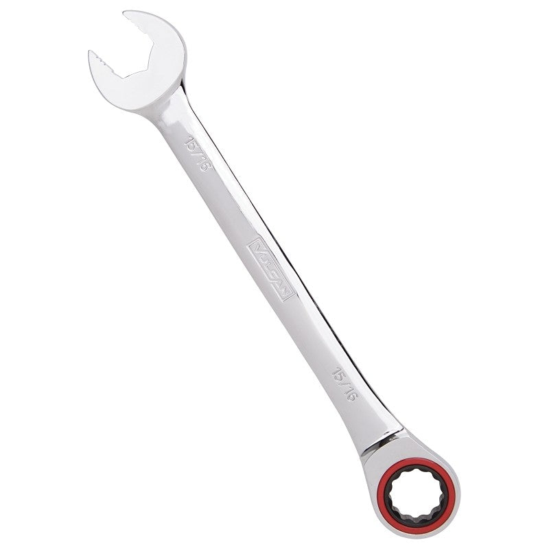 Vulcan PG15/16 Combination Wrench, SAE, 15/16 in Head, Chrome Vanadium Steel, Polished Mirror