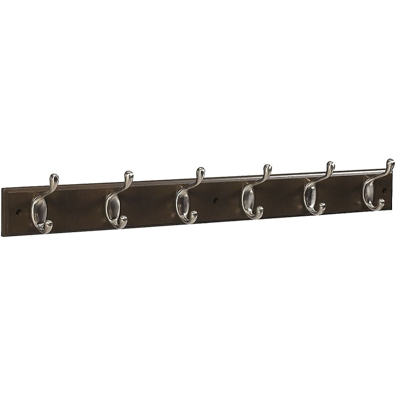 National Hardware DPV8170 S813-006 Series Hook Rail, Wall Mounting, 27 in L x 0.6 in W x 2.75 in H Dimensions, Brown