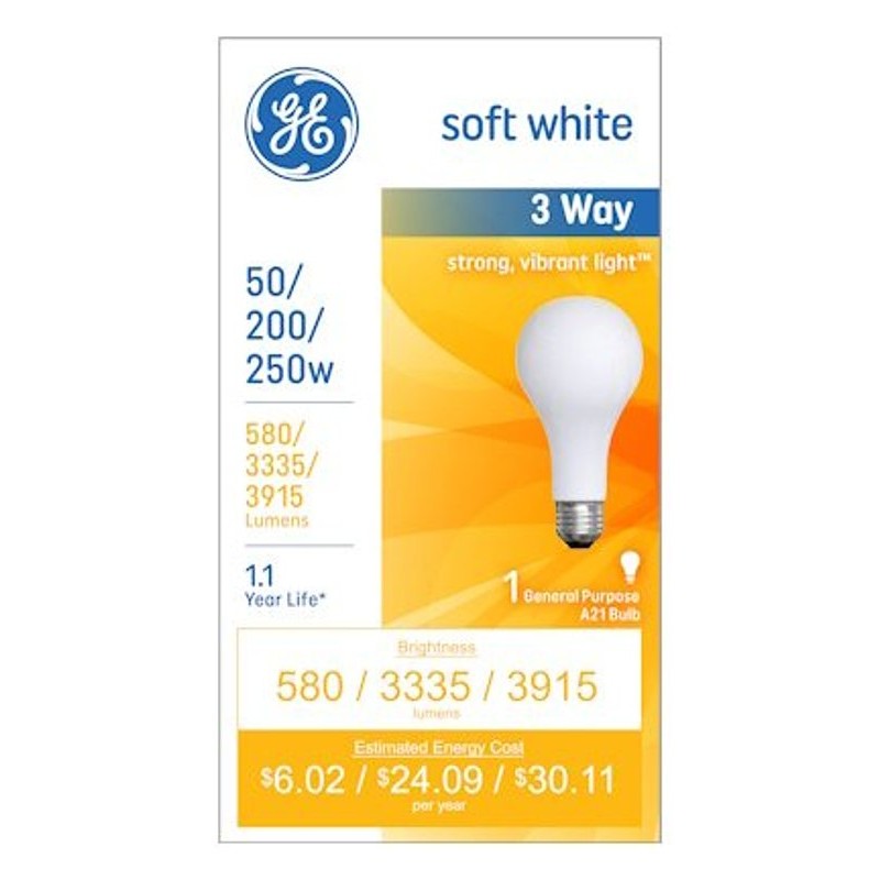 GE 93130573 Light Bulb, 250 W, A21 Lamp, E26 Medium Lamp Base, 3915 Lumens, 2800 K Color Temp, Soft White (Pack of 12)