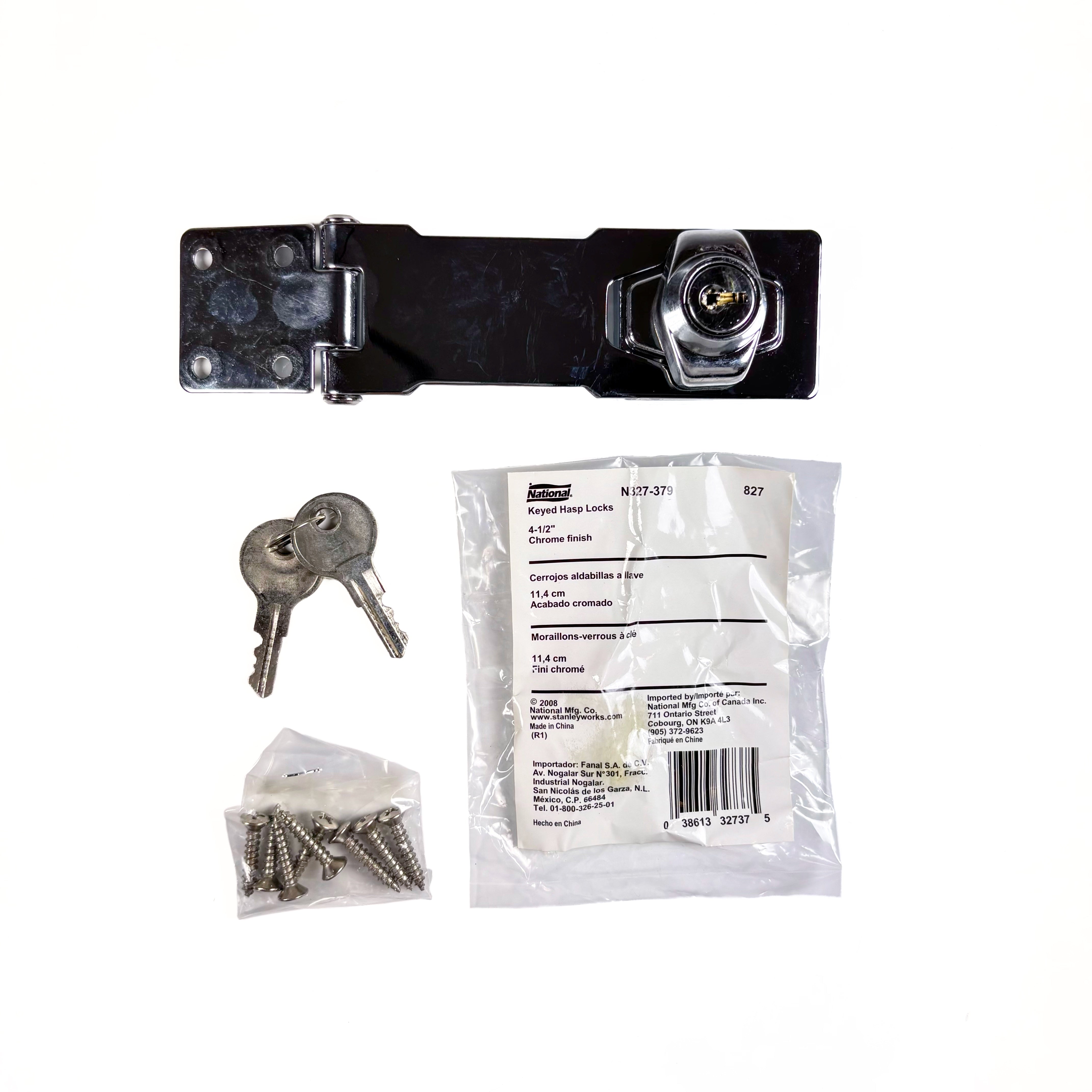 Keyed Hasp Lock 4-1/2 Inch Chrome Plated