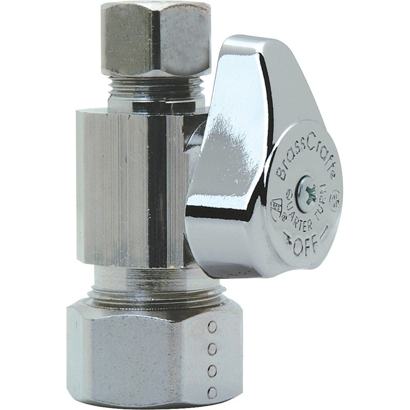 BrassCraft G2CR14X CD Stop Valve, 1/2 x 3/8 in Connection, Compression, 125 psi Pressure, Brass Body, 2.28 in L