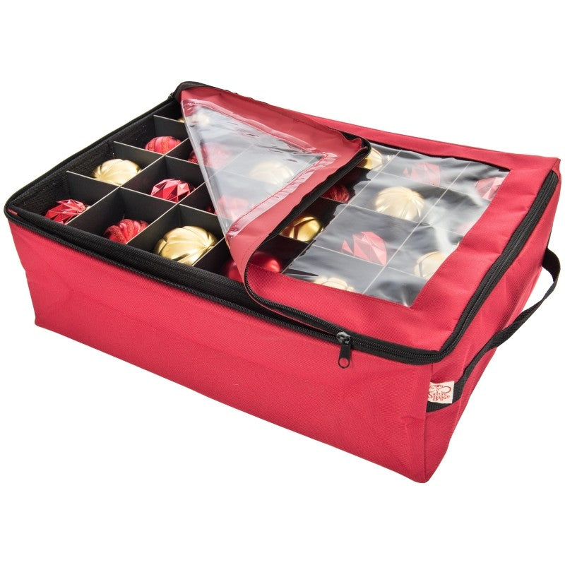 Treekeeper SB-10188 2-Tray Ornament Bag, L, 48 Ornaments Capacity, Polyester, Red, Zipper Closure, 20 in L (Pack of 12)