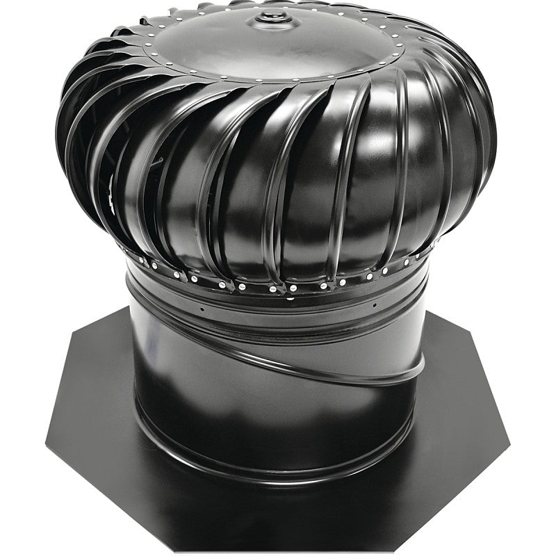Master Flow GIC12BL Rotary Turbine Ventilator, 12 in Dia Throat, Steel, Black