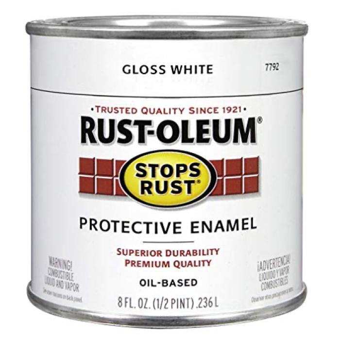 Rust-Oleum Stops Rust 7792730 Enamel Paint, Oil, Gloss, White, 0.5 pt, Can, 50 to 90 sq-ft/qt Coverage Area