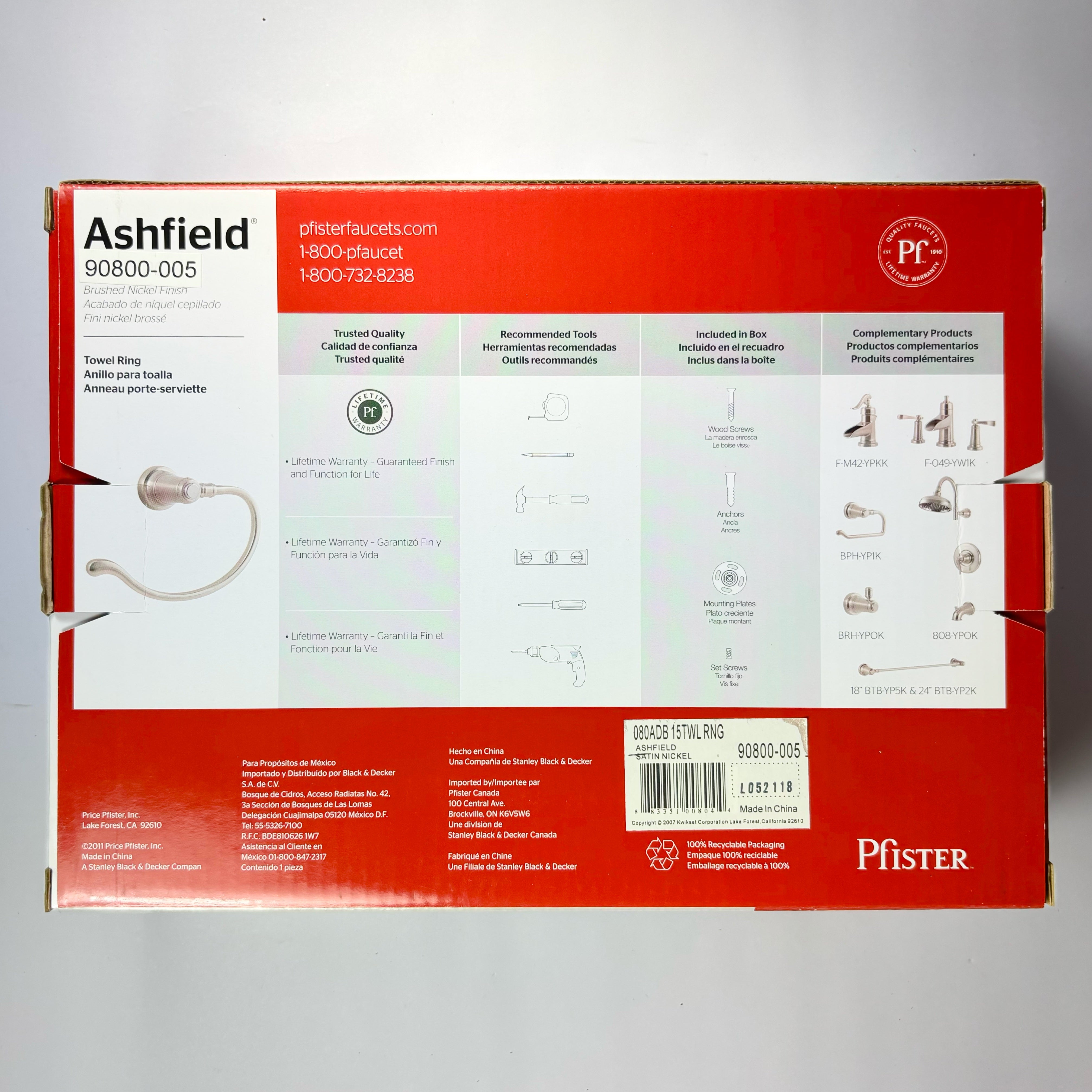Ashfield Towel Ring Holder Brushed Satin Nickel