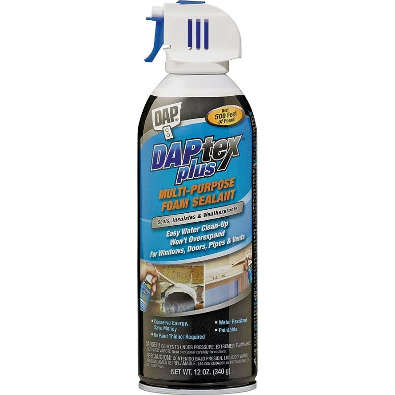DAP 18836 Foam Sealant, White, 12 oz Aerosol Can (Pack of 12)