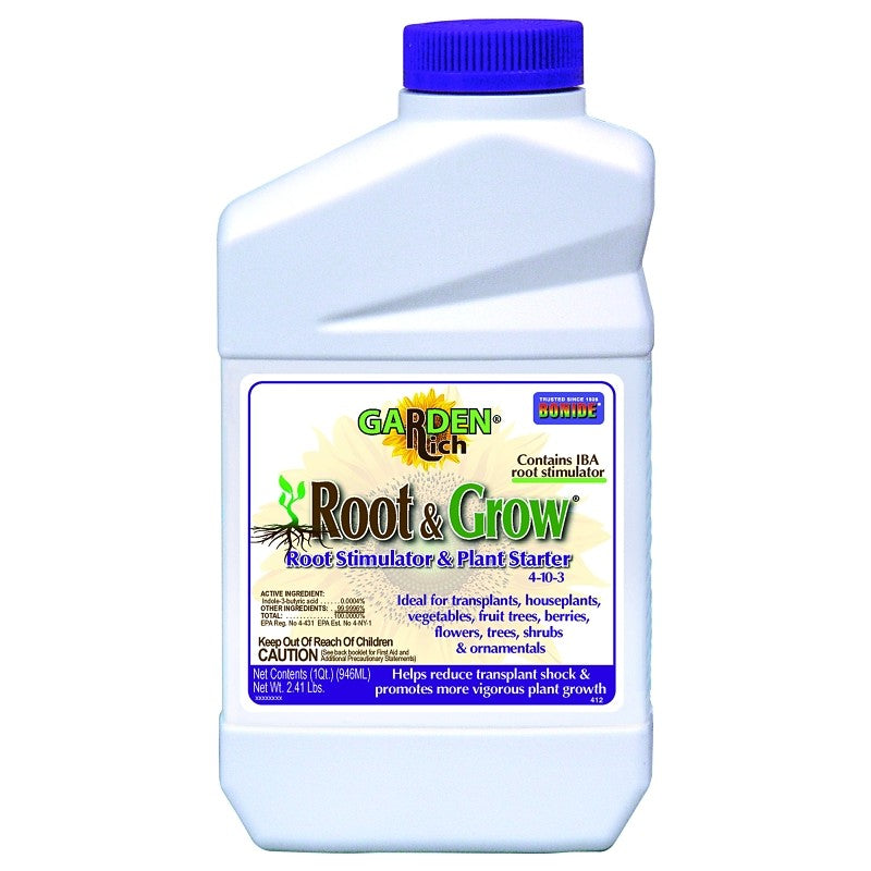 Bonide Root & Grow 412 Root Stimulator, 1 qt, Liquid, 4-10-3 N-P-K Ratio