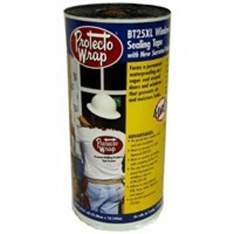 Protecto Wrap BT25XL 8425B0475SW Window and Door Flashing Tape, 75 ft L, 4 in W, HDPE, Gray/White, Self-Adhesive (Pack of 12)