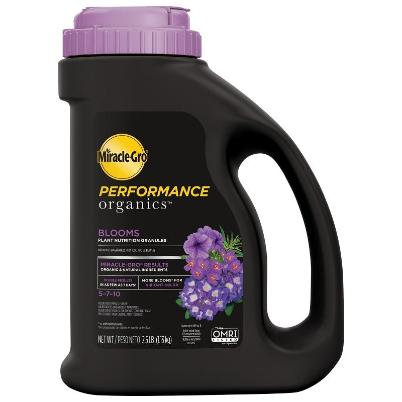 Miracle-Gro Performance Organics 3005710 Plant Food, 2.5 lb Jug, Solid, 5-7-10 N-P-K Ratio