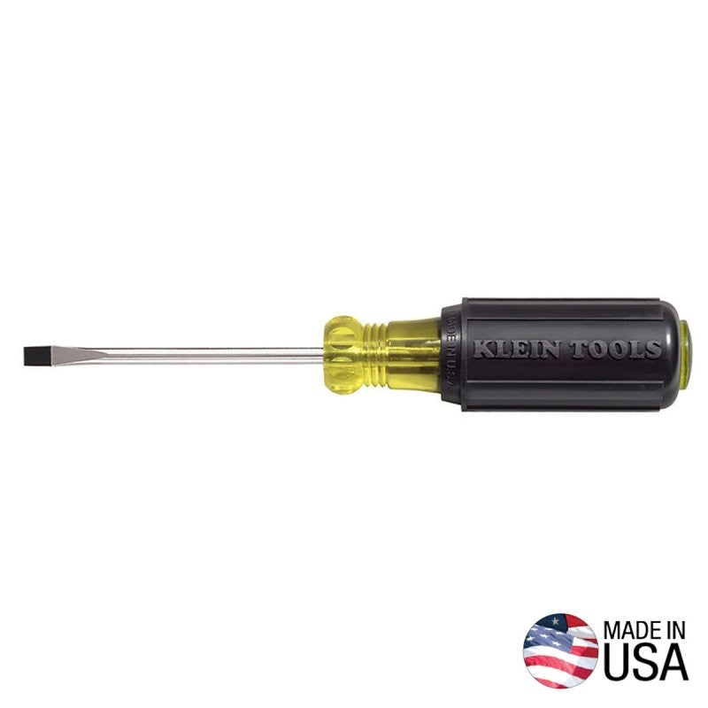 Klein Tools 601-3 Screwdriver, 3/16 in Drive, Cabinet Drive, 6-3/4 in OAL, 3 in L Shank, Rubber Handle