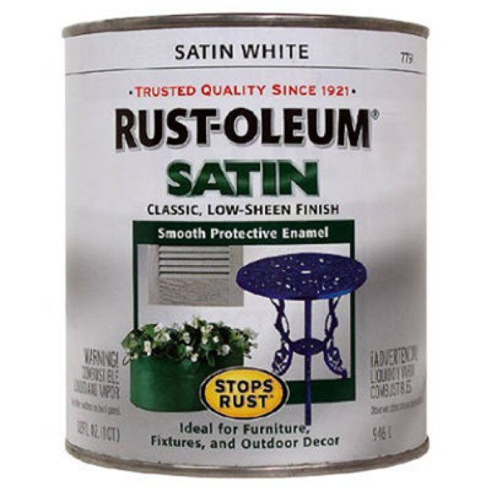Rust-Oleum Stops Rust 7791730 Enamel Paint, Oil, Satin, White, 0.5 pt, Can