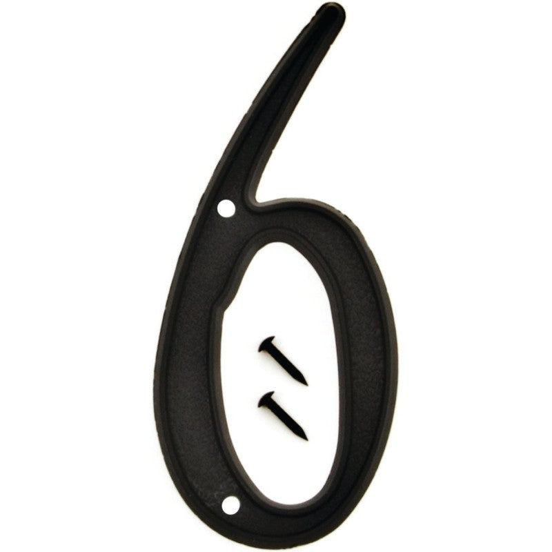 Hy-Ko PN-29/6 House Number, Character: 6, 4 in H Character, Black Character, Plastic (Pack of 10)