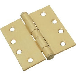 Commercial Door Hinges 4 Inch Square Corner Satin Brass 3 Pack