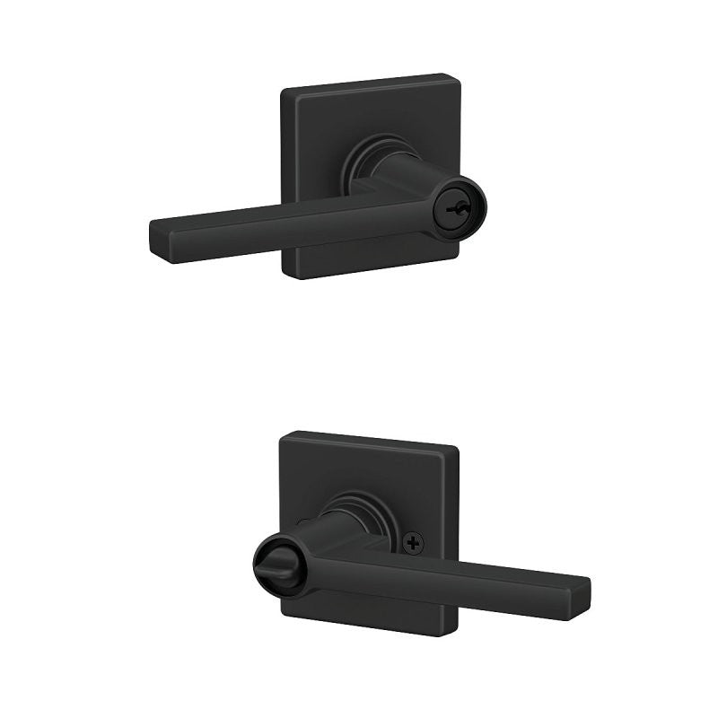 Schlage J Series J54 SOL 622 COL Entry Lever, Matte Black, Zinc, Residential, Left, Reversible, Right Hand, 3 Grade