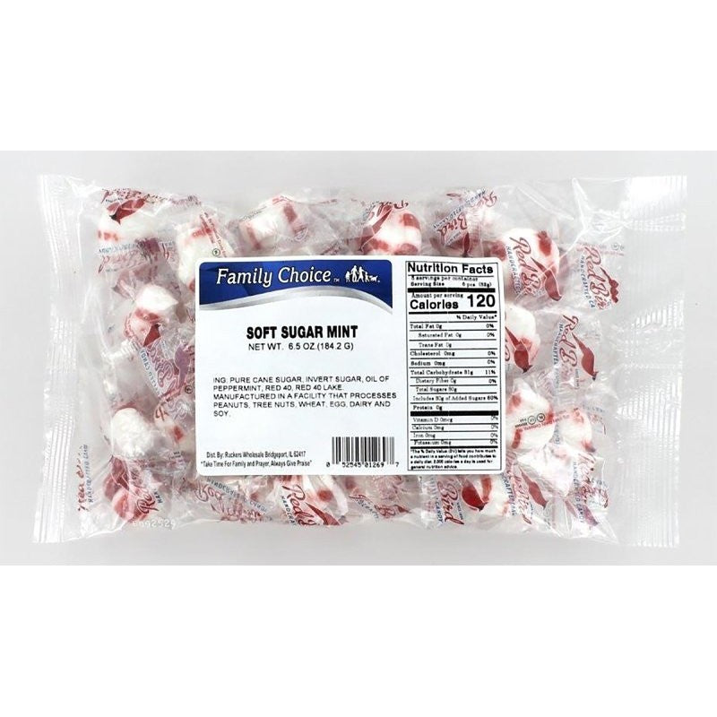 Family Choice 1269 Soft Sugar Candy, Mint Flavor, 7 oz (Pack of 12)
