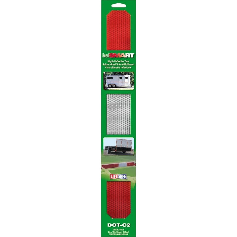 Incom RE3986 Reflective Tape, 18 in L, 2 in W, Red/Silver