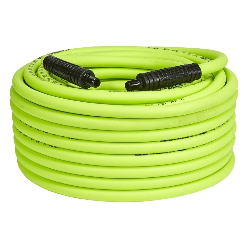 Flexzilla HFZ38100YW2 Premium Air Hose, 3/8 in ID, 100 ft L, MNPT, 300 psi Pressure, Polymer, Green