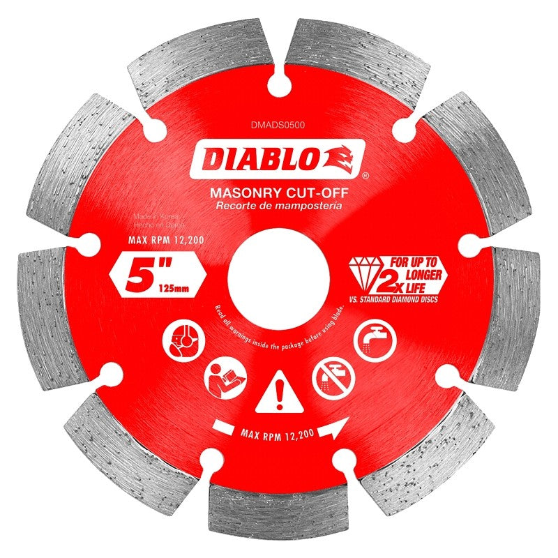 Diablo DMADS0500 Series Saw Blade, Cut-Off Disc Blade, 5 in Dia, Segmented Rim, 1/PK