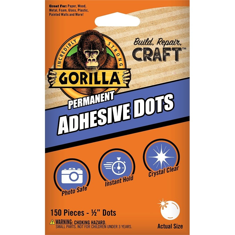 Gorilla 104905 Adhesive Dot, Solid, Neutral, Transparent (Pack of 8)