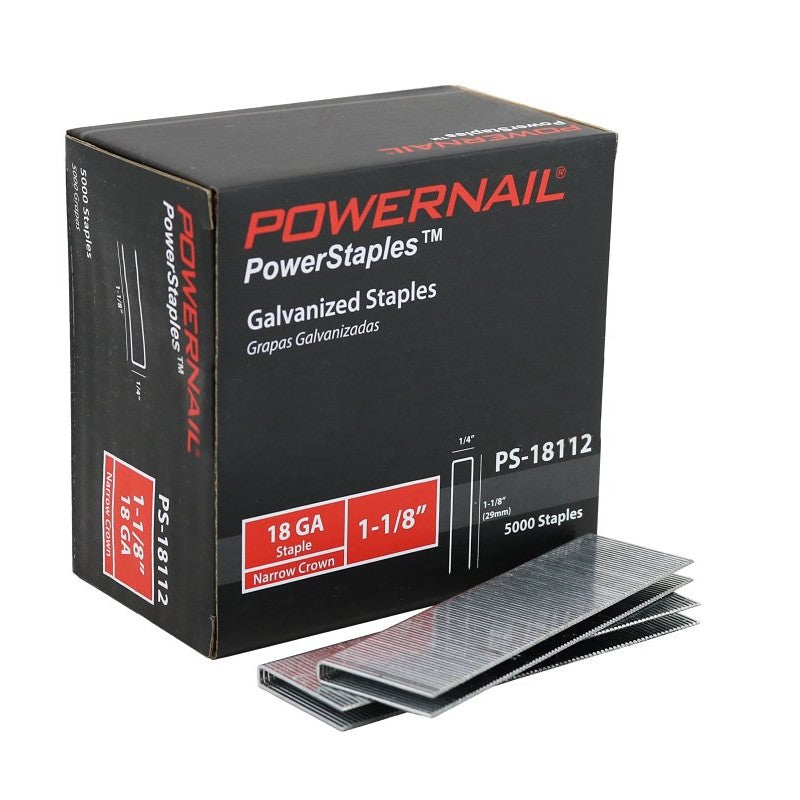 Powernail PowerStaples PS18112 Fine Wire Staple, 1/4 in W Crown, 1-1/8 in L Leg, 18 ga, Carbon Steel (Pack of 6)