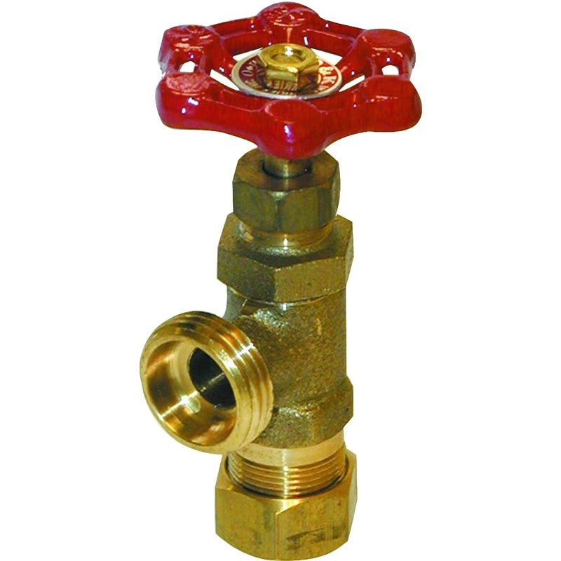 B & K ProLine Series 102-033 Boiler Drain Valve, 1/2 in Connection, Compression x Hose, 125 psi Pressure, Brass Body