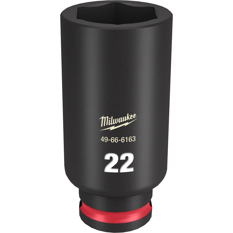 Milwaukee SHOCKWAVE Impact Duty Series 49-66-6163 Deep Impact Socket, 22 mm Socket, 3/8 in Drive, Square Drive, 6-Point