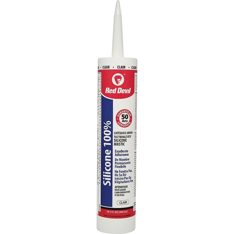 Red Devil 00113CA Silicone Sealant Caulk, Clear, 9 oz Cartridge (Pack of 12)