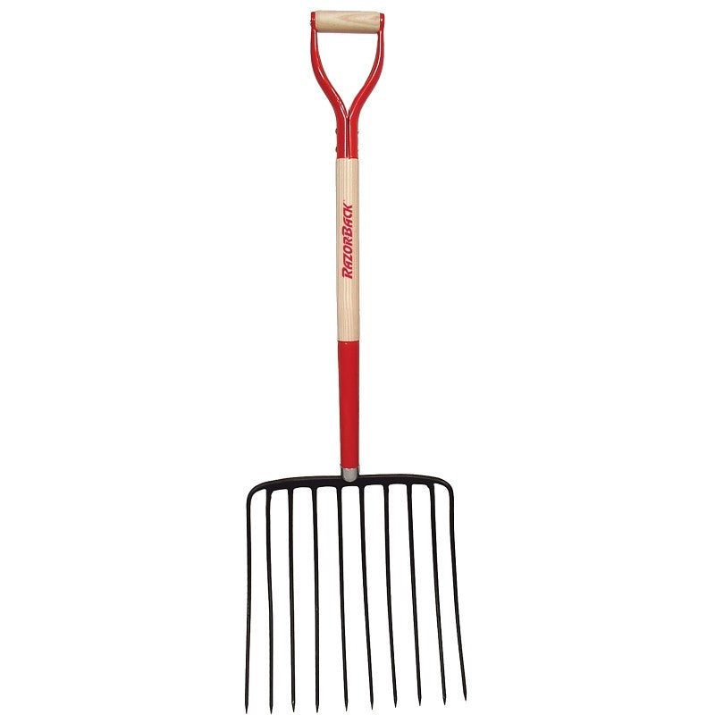 Razor-Back 76125 Ensilage Fork, Oval Tine, Steel Tine, Hardwood Handle, D-Shaped Handle, 30 in L Handle