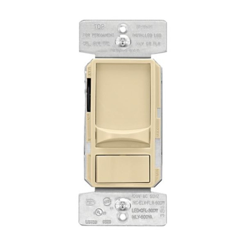 Eaton Wiring Devices SUL06P-V-KB-L Slide Dimmer, 120 V, 300/600 W, CFL, Halogen, Incandescent, LED Lamp, 3-Way, Ivory