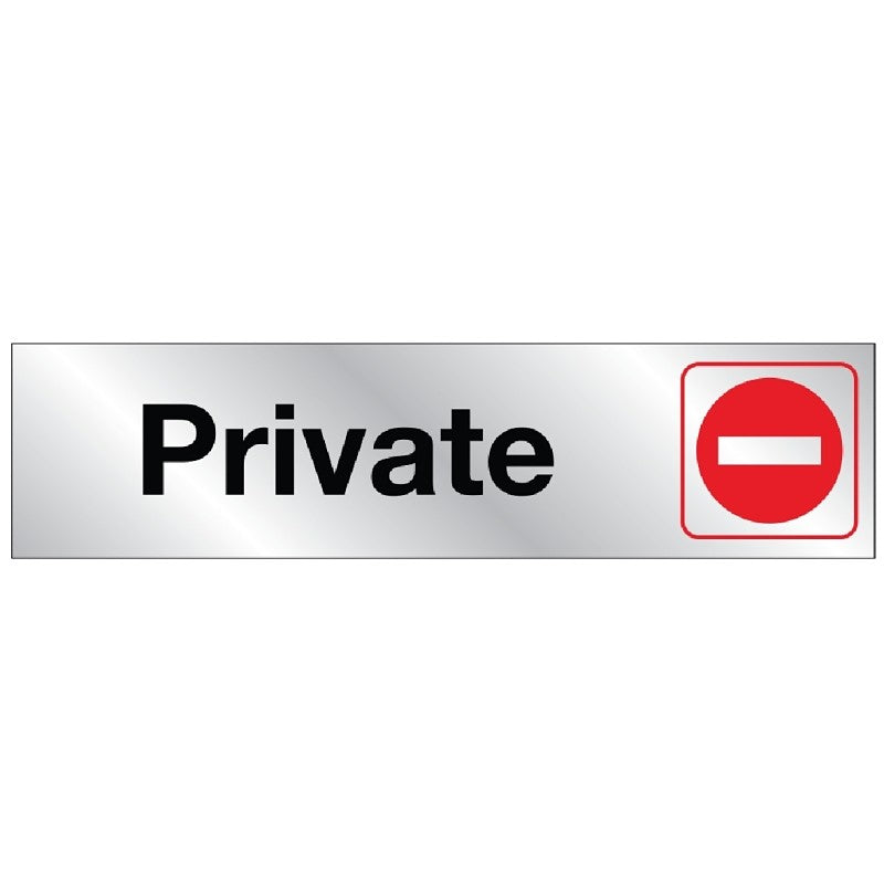 Hy-Ko 477 Sign, Private, Silver Background, Vinyl, 2 x 8 in Dimensions (Pack of 10)