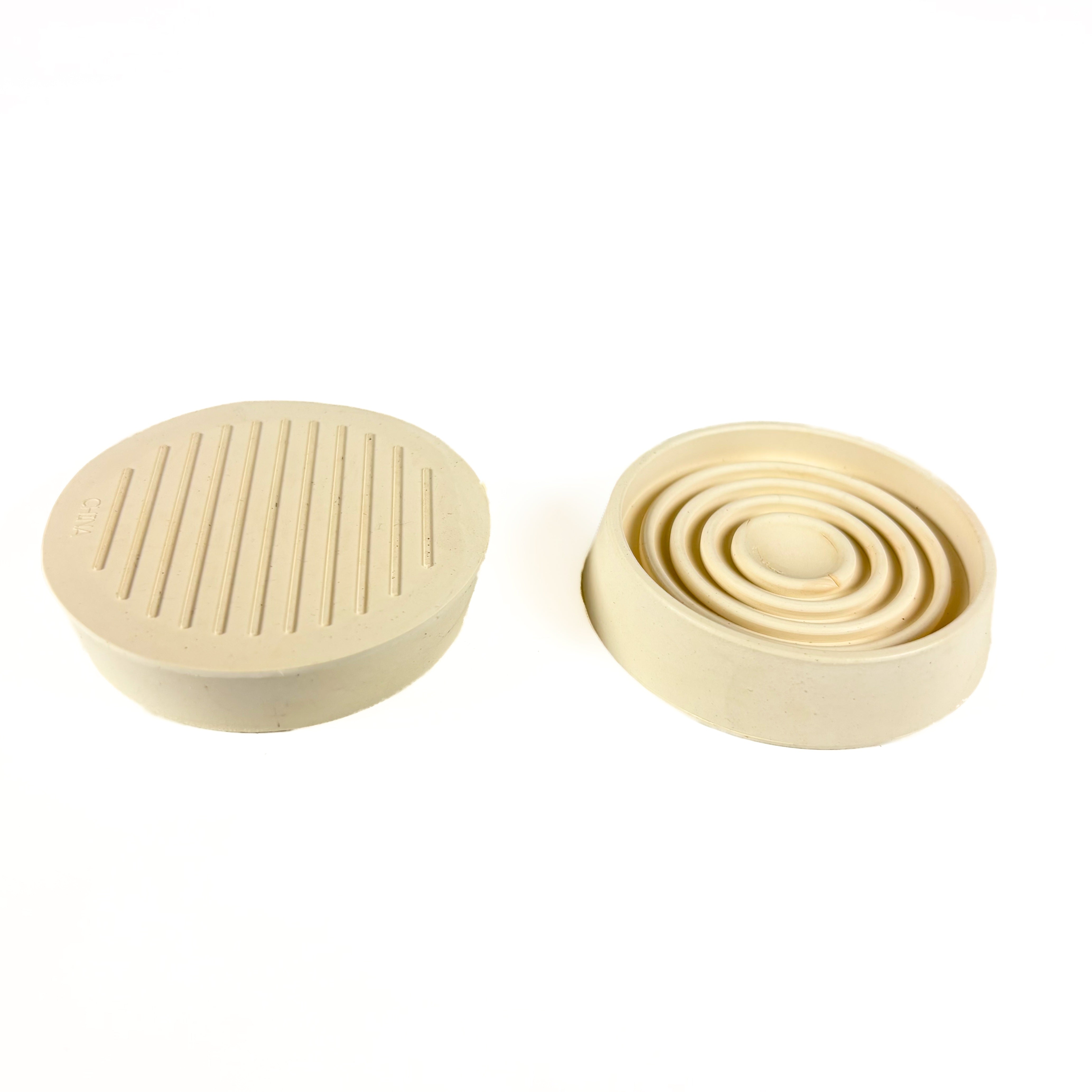 Rubber Grip Caster Cups 1-3/4 Inch Round Natural White 4 Pack