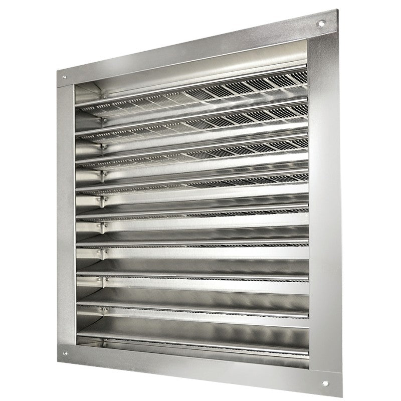 Master Flow DA1212 Dual Louver, 14-3/4 in L, 14-1/2 in W, Aluminum, White, Mill