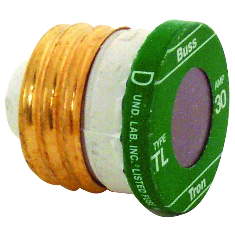 Bussmann TL-30 Plug Fuse, 30 A, 125 V, 10 kA Interrupt, Plastic Body, Time Delay Fuse, Low Voltage