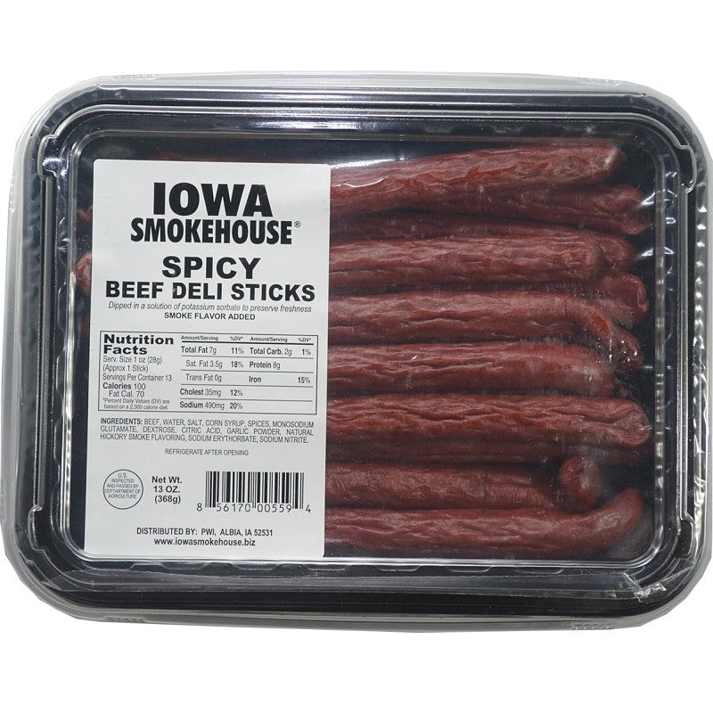 Iowa Smokehouse IS-BDS Beef Deli Stick, Spicy, 13 oz, Pack