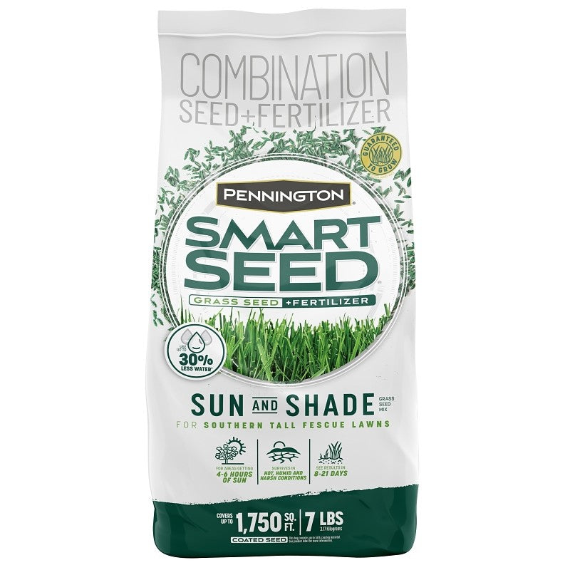 Pennington SMART SEED 100543723 Grass Seed and Fertilizer Mix, 7 lb Bag