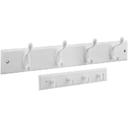 Coat and Hat Hook Rail 18 Inch Plus 8-3/4 Inch Key Tidy Combo Pack White With White Hooks