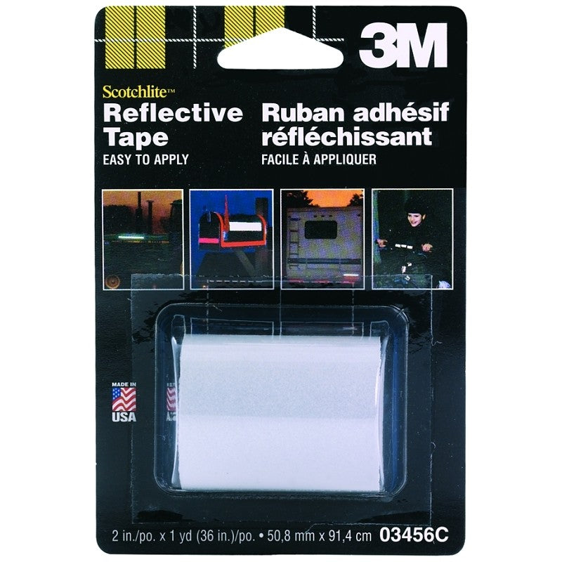 Scotchlite 03456 Reflective Safety Tape, 36 in L, 2 in W, Silver