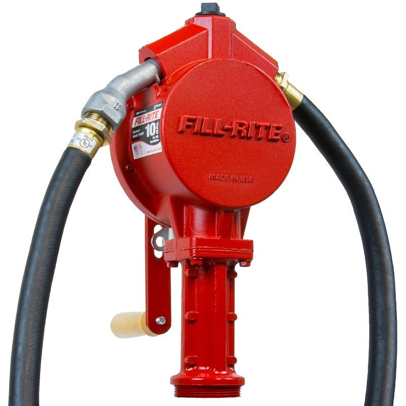 Fill-Rite FR112 Hand Pump, 20 to 34-3/4 in L Suction Tube, 3/4 in Outlet, 10 gal/100 Revolution, Cast Aluminum