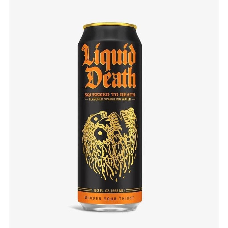 Liquid Death 1700888 Sparkling Water, Squeezed To Death, 19.2 oz Can (Pack of 24)