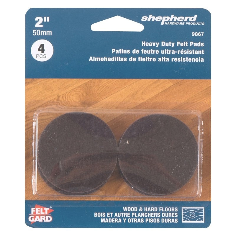 Shepherd Hardware 9867 Protective Pad, Felt, Brown, 2 in Dia