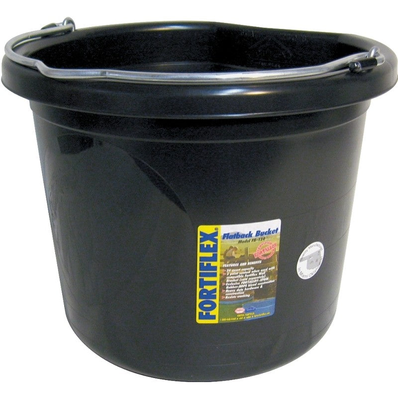 Fortex-Fortiflex FB-124 Series FB-124BX Bucket, 24 qt Volume, Rubber/Polyethylene, Black